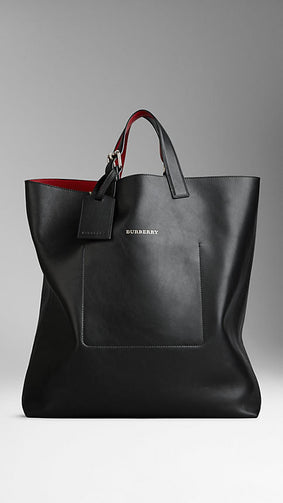 Burberry black leather tote bag hotsell